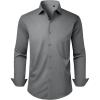 Alimens & Gentle Men’s Dress Shirts Long Sleeve Stretch Wrinkle Free Business Casual Button Down Shirt(Grey)