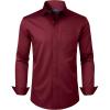 Alimens & Gentle Mens Dress Shirts Long Sleeve Wrinkle Free Stretch Business Casual Button Down Shirts(Burgundy)