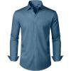 Alimens & Gentle Mens Dress Shirts Long Sleeve Wrinkle Free Stretch Business Casual Button Down Shirts(Denim Blue)