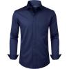Alimens & Gentle Mens Dress Shirts Long Sleeve Wrinkle Free Stretch Business Casual Button Down Shirts(Navy Blue)