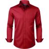 Alimens & Gentle Mens Dress Shirts Long Sleeve Wrinkle Free Stretch Business Casual Button Down Shirts(Red)