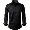 Alimens & Gentle Men’s Dress Shirts Long Sleeve Wrinkle Free Stretch Business Casual Wedding Button Down Shirt(Black)