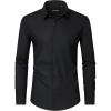 Alimens & Gentle Men’s Dress Shirts Long Sleeve Wrinkle Free Stretch Business Casual Wedding Button Down Shirt(Black)