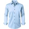 Alimens & Gentle Men’s Dress Shirts Long Sleeve Wrinkle Free Stretch Business Casual Wedding Button Down Shirt(Blue)