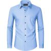 Alimens & Gentle Men’s Dress Shirts Long Sleeve Wrinkle Free Stretch Business Casual Wedding Button Down Shirt(Blue)