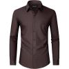Alimens & Gentle Men’s Dress Shirts Long Sleeve Wrinkle Free Stretch Business Casual Wedding Button Down Shirt(Brown)