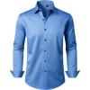 Alimens & Gentle Men’s Dress Shirts Long Sleeve Wrinkle Free Stretch Business Casual Wedding Button Down Shirt(Classic Blue)
