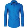 Alimens & Gentle Men’s Dress Shirts Long Sleeve Wrinkle Free Stretch Business Casual Wedding Button Down Shirt(Cobalt Blue)