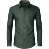 Alimens & Gentle Men’s Dress Shirts Long Sleeve Wrinkle Free Stretch Business Casual Wedding Button Down Shirt(Dark Green)