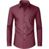 Alimens & Gentle Men’s Dress Shirts Long Sleeve Wrinkle Free Stretch Business Casual Wedding Button Down Shirt(Dark Red)