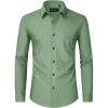 Alimens & Gentle Men’s Dress Shirts Long Sleeve Wrinkle Free Stretch Business Casual Wedding Button Down Shirt(Grayish Green)