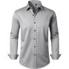 Alimens & Gentle Men’s Dress Shirts Long Sleeve Wrinkle Free Stretch Business Casual Wedding Button Down Shirt(Grey)