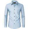 Alimens & Gentle Men’s Dress Shirts Long Sleeve Wrinkle Free Stretch Business Casual Wedding Button Down Shirt(Light Blue)