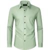 Alimens & Gentle Men’s Dress Shirts Long Sleeve Wrinkle Free Stretch Business Casual Wedding Button Down Shirt(Light Green)