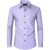 Alimens & Gentle Men’s Dress Shirts Long Sleeve Wrinkle Free Stretch Business Casual Wedding Button Down Shirt(Light Purple)