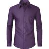 Alimens & Gentle Men’s Dress Shirts Long Sleeve Wrinkle Free Stretch Business Casual Wedding Button Down Shirt(Purple)