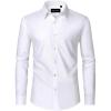 Alimens & Gentle Men’s Dress Shirts Long Sleeve Wrinkle Free Stretch Business Casual Wedding Button Down Shirt(Solid White)