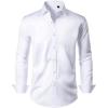 Alimens & Gentle Men’s Dress Shirts Long Sleeve Wrinkle Free Stretch Business Casual Wedding Button Down Shirt(Solid White)