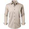 Alimens & Gentle Men’s Dress Shirts Long Sleeve Wrinkle Free Stretch Business Casual Wedding Button Down Shirt(Tan)