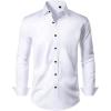 Alimens & Gentle Men’s Dress Shirts Long Sleeve Wrinkle Free Stretch Business Casual Wedding Button Down Shirt(White)