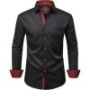 Alimens & Gentle Men’s Dress Shirts Long Sleeve Wrinkle-Free Business Casual Button Down Shirt(Black Red)