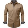 Alimens & Gentle Men’s Dress Shirts Long Sleeve Wrinkle-Free Business Casual Button Down Shirt(Camel)