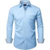 Alimens & Gentle Men’s Dress Shirts Long Sleeve Wrinkle-Free Business Casual Button Down Shirt(Flex N Blue)