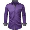 Alimens & Gentle Men’s Dress Shirts Long Sleeve Wrinkle-Free Business Casual Button Down Shirt(Purple)