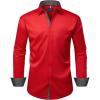 Alimens & Gentle Men’s Dress Shirts Long Sleeve Wrinkle-Free Business Casual Button Down Shirt(Red)