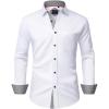 Alimens & Gentle Men’s Dress Shirts Long Sleeve Wrinkle-Free Business Casual Button Down Shirt(White)