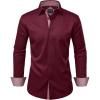 Alimens & Gentle Men’s Dress Shirts Long Sleeve Wrinkle-Free Business Casual Button Down Shirt(Wine Red)