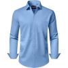 Alimens & Gentle Men’s Dress Shirts Long Sleeve Wrinkle-Free Stretch Shirts Solid Formal Button Down Shirt with Pocket(Misty /Blue)