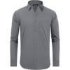 Alimens & Gentle Men’s Dress Shirts Regular Fit Long Sleeve Button Down Shirts Wrinkle Free Cotton Shirts(Grey)