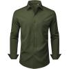 Alimens & Gentle Mens Dress Shirts Stretch Long Sleeve Wrinkle Free Business Casual Button Down Shirt for Wedding(Army Green)