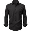 Alimens & Gentle Mens Dress Shirts Stretch Long Sleeve Wrinkle Free Business Casual Button Down Shirt for Wedding(Black)