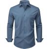 Alimens & Gentle Mens Dress Shirts Stretch Long Sleeve Wrinkle Free Business Casual Button Down Shirt for Wedding(Blue)