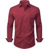 Alimens & Gentle Mens Dress Shirts Stretch Long Sleeve Wrinkle Free Business Casual Button Down Shirt for Wedding(Burgundy)