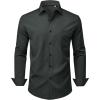 Alimens & Gentle Mens Dress Shirts Stretch Long Sleeve Wrinkle Free Business Casual Button Down Shirt for Wedding(Charcoal)