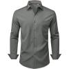 Alimens & Gentle Mens Dress Shirts Stretch Long Sleeve Wrinkle Free Business Casual Button Down Shirt for Wedding(Grey)