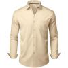 Alimens & Gentle Mens Dress Shirts Stretch Long Sleeve Wrinkle Free Business Casual Button Down Shirt for Wedding(Khaki)
