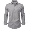 Alimens & Gentle Mens Dress Shirts Stretch Long Sleeve Wrinkle Free Business Casual Button Down Shirt for Wedding(Light Grey)