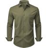 Alimens & Gentle Mens Dress Shirts Stretch Long Sleeve Wrinkle Free Business Casual Button Down Shirt for Wedding(Olive Green)