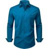 Alimens & Gentle Mens Dress Shirts Stretch Long Sleeve Wrinkle Free Business Casual Button Down Shirt for Wedding(Peacock Blue)