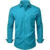 Alimens & Gentle Mens Dress Shirts Stretch Long Sleeve Wrinkle Free Business Casual Button Down Shirt for Wedding(Turquoise)