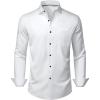 Alimens & Gentle Mens Dress Shirts Stretch Long Sleeve Wrinkle Free Business Casual Button Down Shirt for Wedding(White Black)
