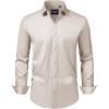 Alimens & Gentle Men’s Dress Shirts Transitional Weather Long Sleeve Stretch Wrinkle-Free Button Down Top(Beige)