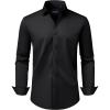 Alimens & Gentle Men’s Dress Shirts Transitional Weather Long Sleeve Stretch Wrinkle-Free Button Down Top(Black)
