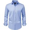 Alimens & Gentle Men’s Dress Shirts Transitional Weather Long Sleeve Stretch Wrinkle-Free Button Down Top(Blue)