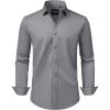 Alimens & Gentle Men’s Dress Shirts Transitional Weather Long Sleeve Stretch Wrinkle-Free Button Down Top(Grey)