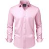 Alimens & Gentle Men’s Dress Shirts Transitional Weather Long Sleeve Stretch Wrinkle-Free Button Down Top(Pink)